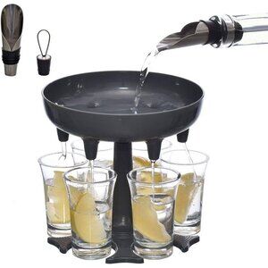 6 Shot Glass Dispenser & Holder (Glasses Included)